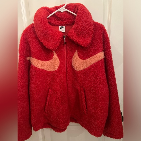 Nike Jackets & Blazers - Nike WOMEN’S SPORTSWEAR SWOOSH SHERPA ZIP JACKET, LOBSTER CRIMSON Size M